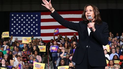 High-level Georgia Democrats greeted U.S. Sen. Kamala Harris with praise when she visited the state in March and rallied at Morehouse College. But they stopped short of endorsing her candidacy for president. For a number of reasons, Georgia Democrats are primarily in a wait-and-see mode at this stage of the 2020 race for the White House. Curtis Compton/ccompton@ajc.com