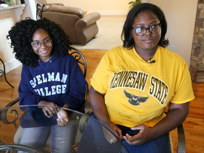 Delanie Mason, 18, now a sophomore at Kennesaw State University, and her sister Deja, 17, during an interview at the family home on July 26, 2017, in Dacula. Deja, at the time, said she wanted to attend Spelman College. She just got accepted. (Curtis Compton/ccompton@ajc.com)