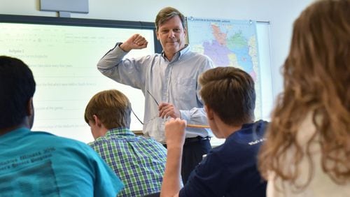 Uwe Neuhaus, German instructor, teaches his magnet class at Chamblee Charter High School in 2016. HYOSUB SHIN / HSHIN@AJC.COM