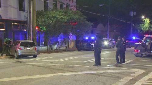 Atlanta police searched the Sweet Auburn area Friday morning after the alleged kidnapper crashed the victim's car and took off running.