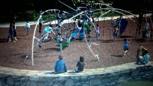 For $179,976, the playground at Tolleson Park in Smyrna will be demolished and replaced with new equipment and a sitting wall. (Artist’s rendering courtesy of Smyrna)
