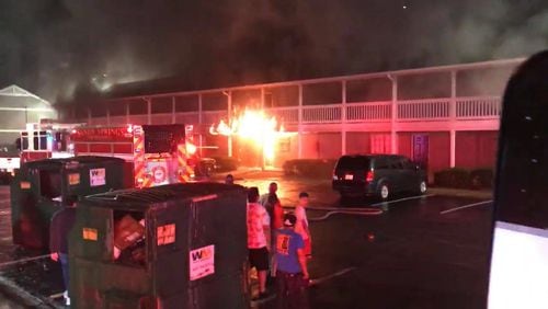 Firefighters were called to the apartment complex because a laundry room was on fire, the department said.