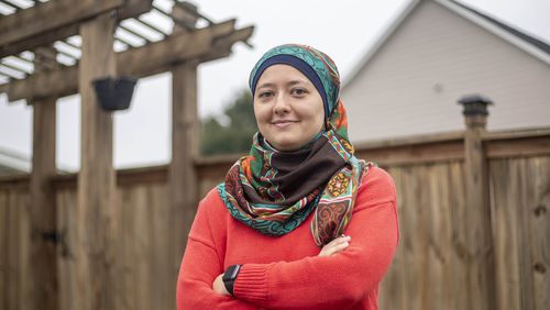 10/04/2021 — Duluth, Georgia — Ruwa Romman, 28, stands for a portrait at her residence in Duluth, Monday, October 4, 2021. Ruwa is considering running for a political position in Georgia. (Alyssa Pointer/ Alyssa.Pointer@ajc.com)