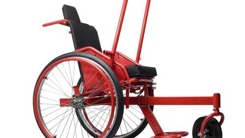 The Leveraged Freedom Chair was developed for wheelchair users who need to use chairs in difficult terrain, an instance of design adapting to meet human need, the theme of the Museum of Design Atlanta’s exhibition “Beautiful Users.” CONTRIBUTED BY COOPER HEWITT, SMITHSONIAN DESIGN MUSEUM