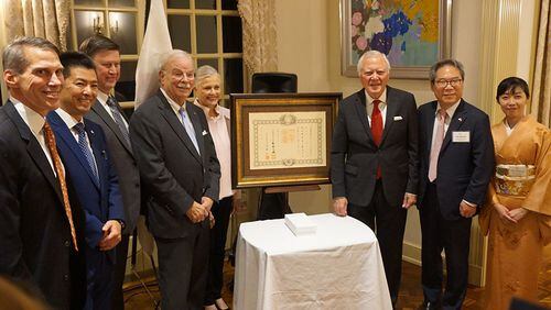 On behalf of the Japanese Government, Consul General Mio Maeda conferred the prestigious Emperor of Japan's “Order of Rising Sun, Gold and Silver Stars” Award at an exclusive Japanese Decoration Ceremony. (Courtesy of Georgia Asian Times)