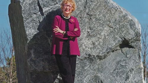 Betty Siegel is shown in a Thursday, Jan. 19, 2006 portrait taken at the "KSU Remembrance Rock," a 30-ton chunk of granite Siegel had placed here in  Fall 2005 during her tenure as the university’s president. (ANDY SHARP/AJC staff)