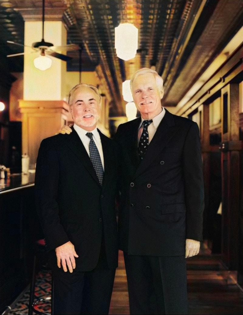 George McKerrow, CEO and Co-founder of Ted’s Montana Grill (left) and conservationist Ted Turner (right) founded Ted’s Montana Grill with a mission to help save the bison and lead sustainability efforts in the restaurant industry. They opened the first restaurant  in Columbus, Ohio in 2002.
Courtesy of Ted’s Montana Grill