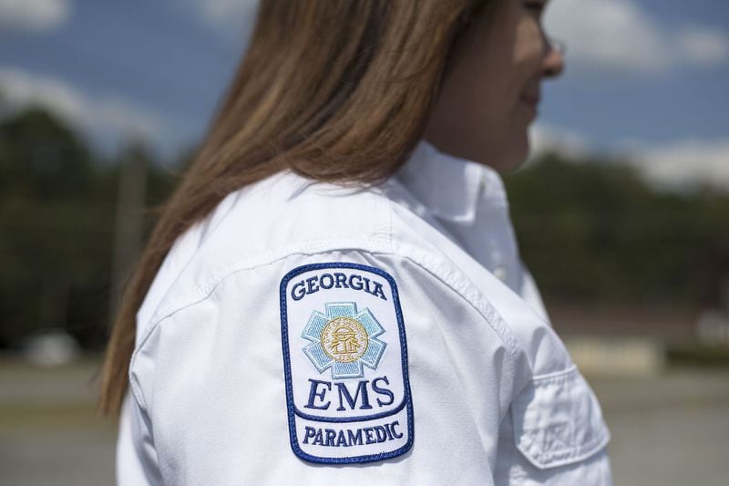 Wilkes County paramedic Rebekah Echols in her uniform at Station 1 in Washington, Thursday, October 3, 2019. Echols is a full-time paramedic for Wilkes County EMS. She previously worked as a paramedic in the Augusta area before relocating back to her hometown. (Alyssa Pointer/Atlanta Journal Constitution)