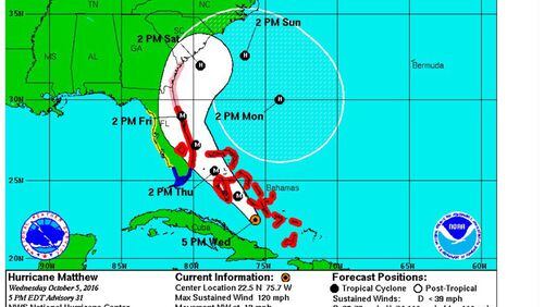 Hurricane Matthew is predicted to slam into Florida and then rake Georgia and South Carolina.
