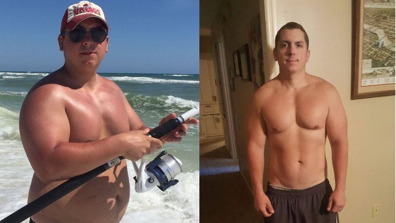 John Bausch weighed 245 pounds when the photo on the left was taken in April. In the photo on the right, taken in January, he weighed 175 pounds. (All photos contributed by John Bausch.)