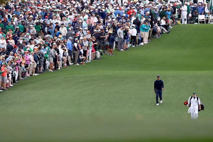 Tiger Woods' second round at the Masters