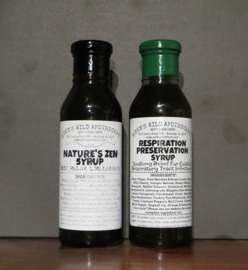 Herbal syrups from Will’s Eden Farm. Courtesy of Sandy Perry