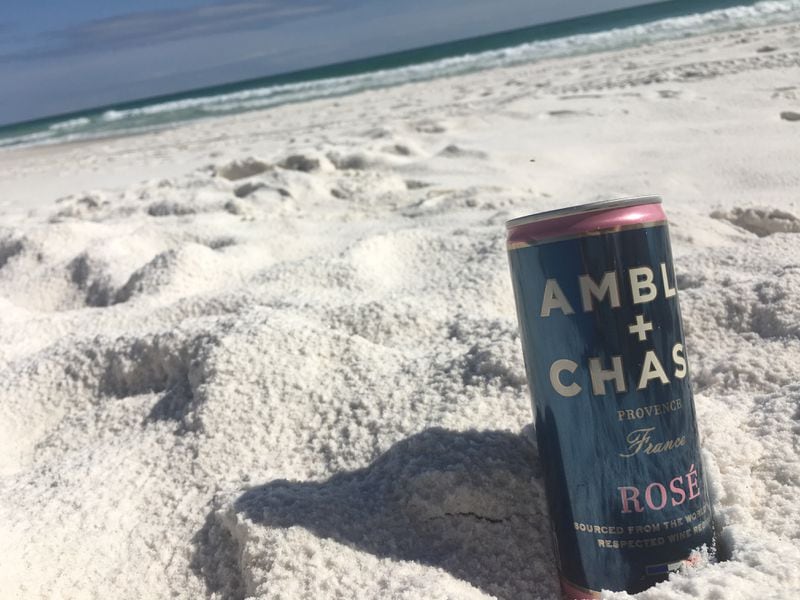  Amble + Chase Rosé in a can goes down well at the beach. Photo by Angela Hansberger