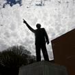 The MLK statue is shown outside of the Martin Luther King, Jr. International Chapel on the Morehouse College campus, Monday, March 18, 2024, in Atlanta.  (Jason Getz / jason.getz@ajc.com)