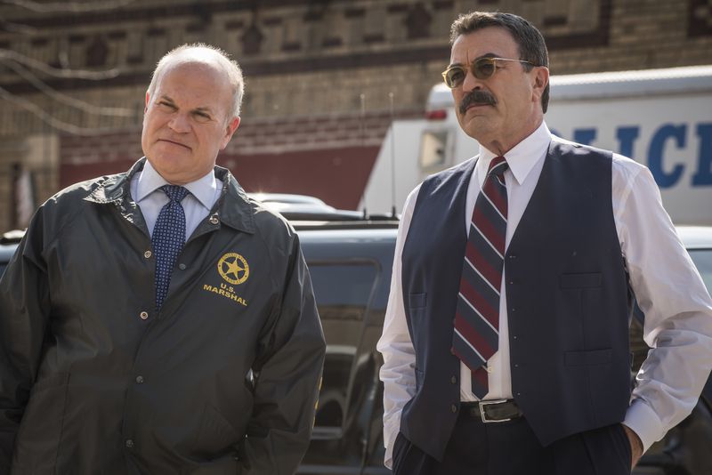 Mike Pniewski on "Blue Bloods" with Tom Selleck. CREDIT: CBS