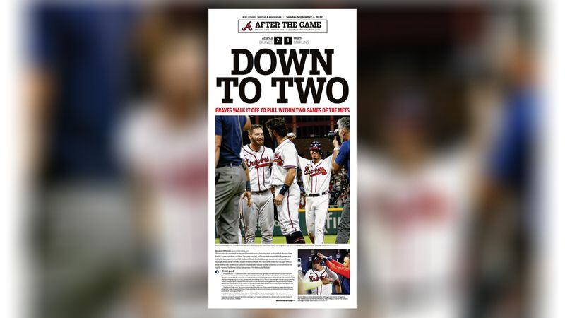 The Atlanta Journal-Constitution ePaper's Braves After the Game coverage, Sunday, September 4, 2022.