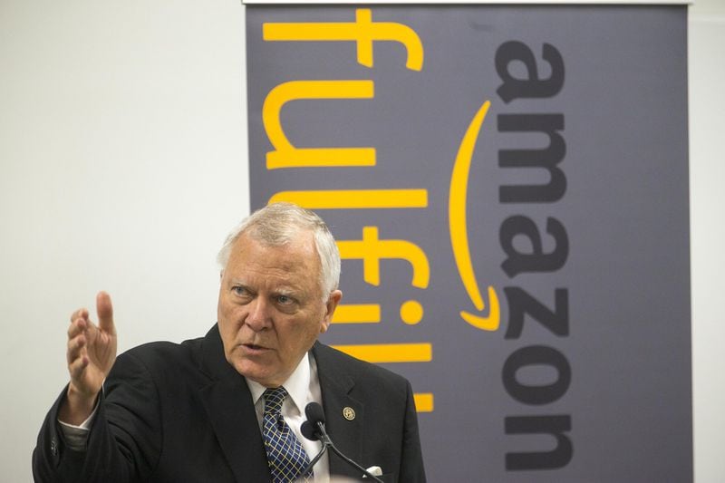 Georgia Gov. Nathan Deal spoke in August at an Amazon Fulfillment Center in Jefferson, Ga. State officials tried to convince Amazon to create a much bigger presence in the state, including locating a proposed second headquarters in metro Atlanta. (ALYSSA POINTER/ALYSSA.POINTER@AJC.COM)
