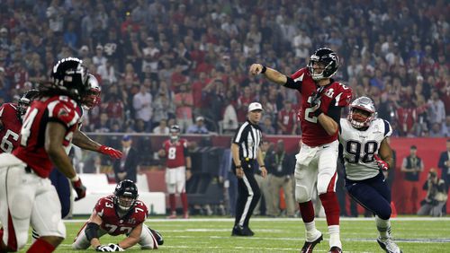 Matt Ryan connected with Austin Hooper for a touchdown in the second quarter and teamed up with Tevin Coleman for a third-quarter touchdown. Bob Andres/AJC