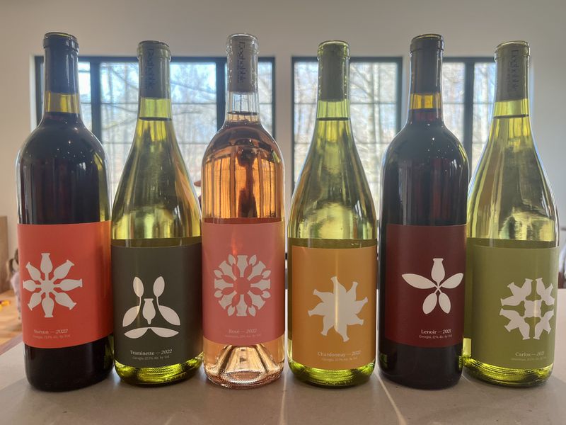 The Doghobble brand was inspired by a bush on the property, as well as the American art of barn quilts. Each wine is represented by a symbol that derives from these two elements. Courtesy of Sam Zamarripa