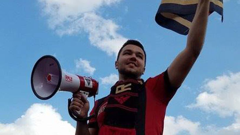 Nermin Sakonjic is one of two capos that leads cheers for Atlanta United’s supporters section. (Contributed by Nermin Sakonjic)