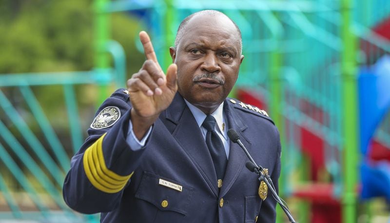 May 19, 2016 Atlanta: Atlanta police chief George Turner spoke about public safety’s commitment to Vine City. Turner will return to the city payroll as commissioner of public safety, a newly-created position. JOHN SPINK / JSPINK@AJC.COM