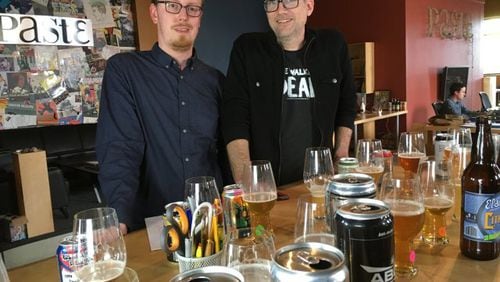 Paste staff writer Jim Vorel and editor-in-chief Josh Jackson finish tasting a batch of pale ales.