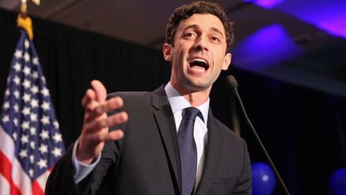 Democratic candidate Jon Ossoff addresses the crowd during his election night party at the Westin Atlanta Perimeter Hotel on Tuesday, June 20, 2017, in Atlanta. (Jason Getz/Atlanta Journal-Constitution/TNS)