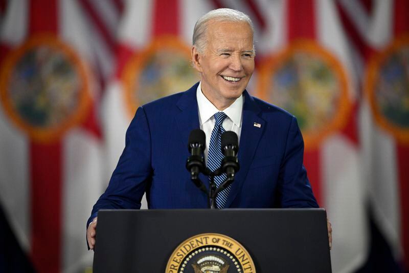 President Joe Biden speaks about reproductive freedom on Tuesday, April 23, 2024, at Hillsborough Community College in Tampa, Fla. Biden is in Florida planning to assail the state's upcoming six-week abortion ban and similar restrictions nationwide. (AP Photo/Phelan M. Ebenhack)