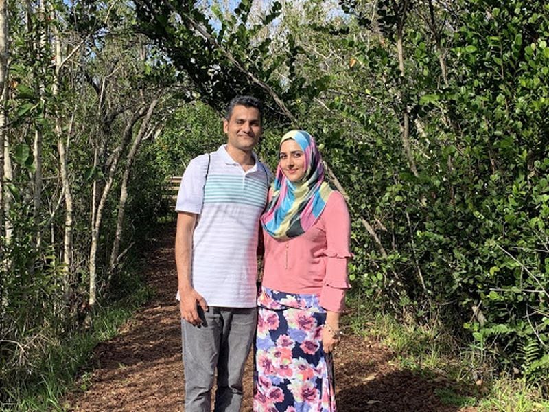Saman Bahram and her husband Ismail Sadiq in Florida, 2018