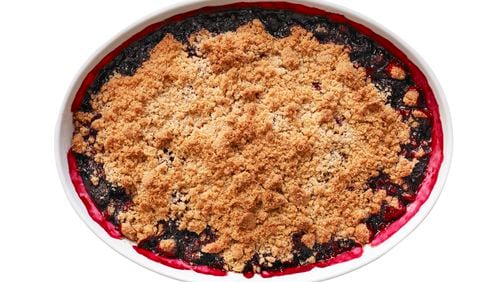 Crisp is fruit baked with a sugary, streusellike topping, generally containing oats or nuts. Roland Bello/For New York Times