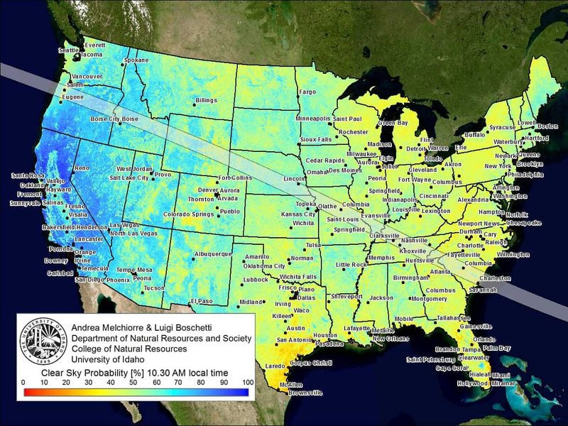The Clear Sky Probability Map, developed by University of Idaho researchers.