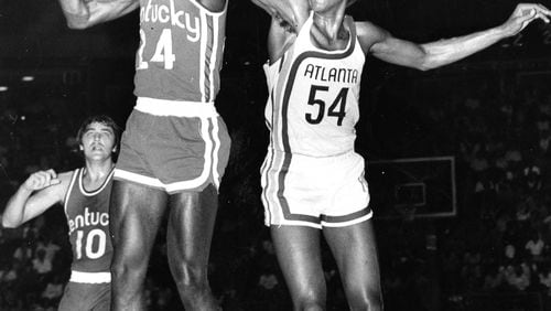 Julius Erving plays for the Hawks in an exhibition game in September 24, 1972 against the Kentucky Colonels. Erving had a very short stint in Atlanta -- just a few pre-season games.
