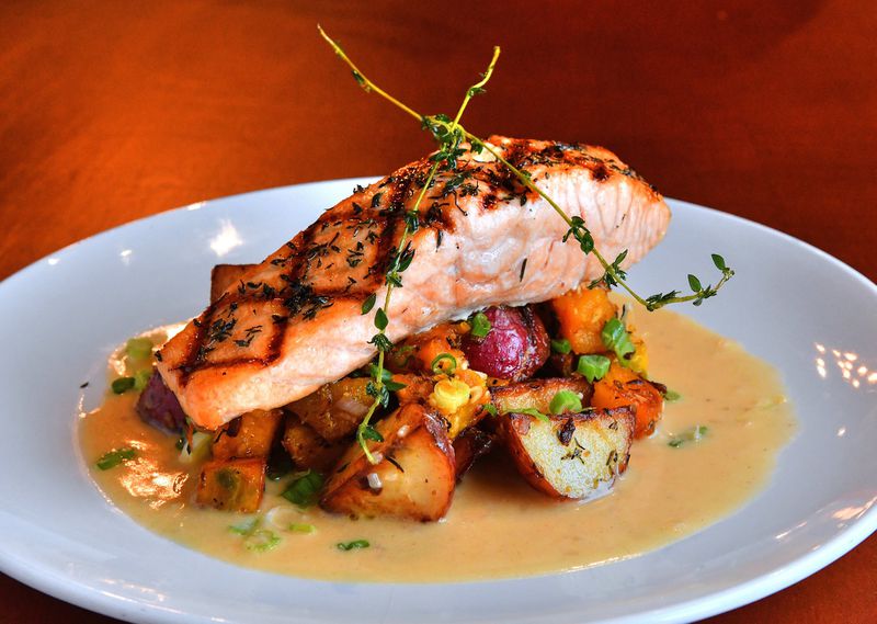 Bay of Fundy Grilled Salmon, Calabaza hash, lemon beurre blanc.  (Contributed by Chris Hunt Photography)