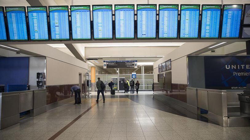 The flight information board in the domestic north terminal at Hartsfield-Jackson Atlanta International Airport.