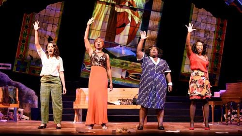 The company of “Nina Simone: Four Women” at True Colors Theatre: Wendy Fox Williams as Sephronia, Regina Marie Williams as Simone, Adrienne Reynolds as Aunt Sarah and Jordan Frazier as Sweet Thing. CONTRIBUTED BY GREG MOONEY