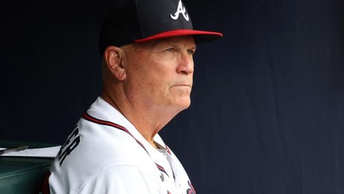 Atlanta's Brian Snitker is a finalist for National League Manager of the Year. The Mets’ Buck Showalter and the Dodgers’ Dave Roberts are the other finalists. (Jason Getz / Jason.Getz@ajc.com)
