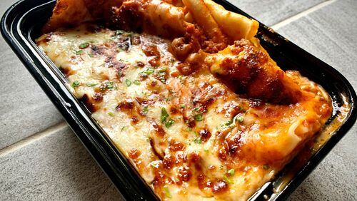 A takeout order of Lasagna Matta from Campagnolo is a generous portion and travels well. Henri Hollis/henri.hollis@ajc.com