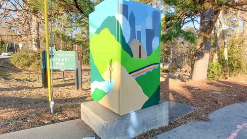 FILE PHOTO - Elizabeth Lang's mural is a best-of-both-worlds mashup of downtown Atlanta and the north Georgia mountains.