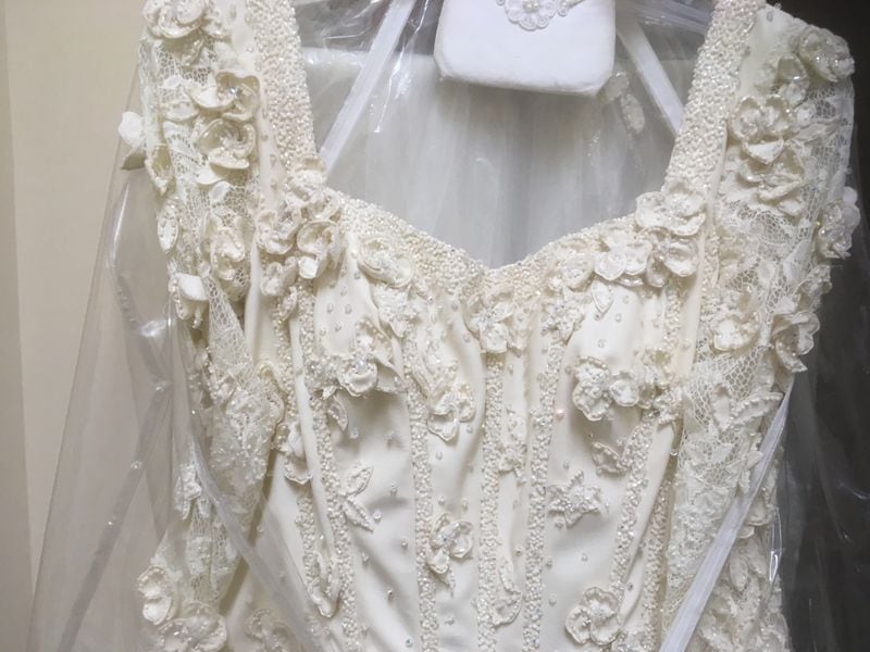 Diane McIver's wedding dress is among the thousands of items to be sold and auctioned at the ranch where she lived with her husband, Tex. Photo: Jennifer Brett