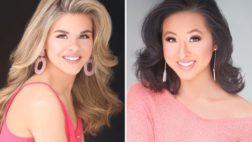 Miss Greater Atlanta's Outstanding Teen Mary Wilhelmina Hodges (left) won the preliminary talent award and Miss Atlanta's Outstanding Teen Rebecca Zhang won the on-stage question and evening gown preliminary award Friday.