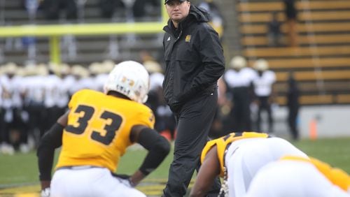 Kennesaw State Owls head coach Brian Bohannon before a FCS playoff game against the Wofford Terriers, Saturday, Dec. 1, 2018, Kennesaw, Ga.  BRANDEN CAMP/SPECIAL