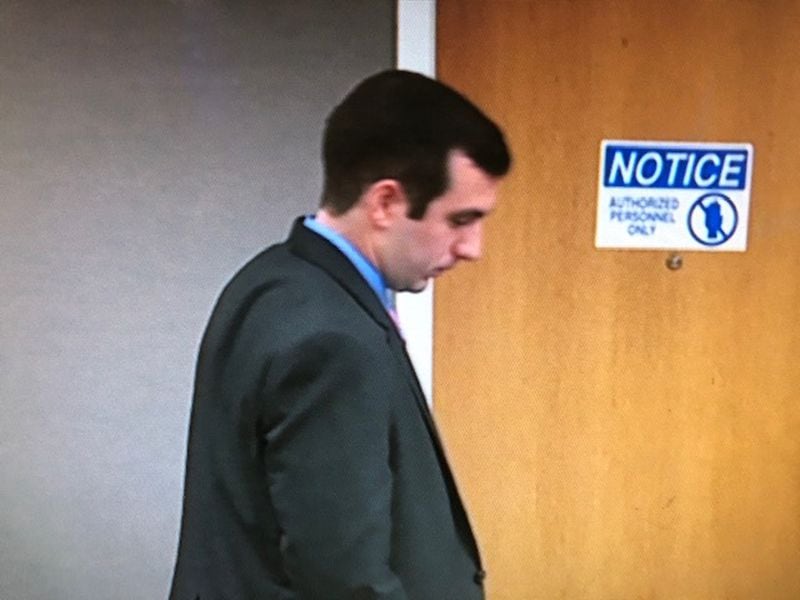 Former Gwinnett County officer Robert McDonald in court last week. (Video feed from trial.)