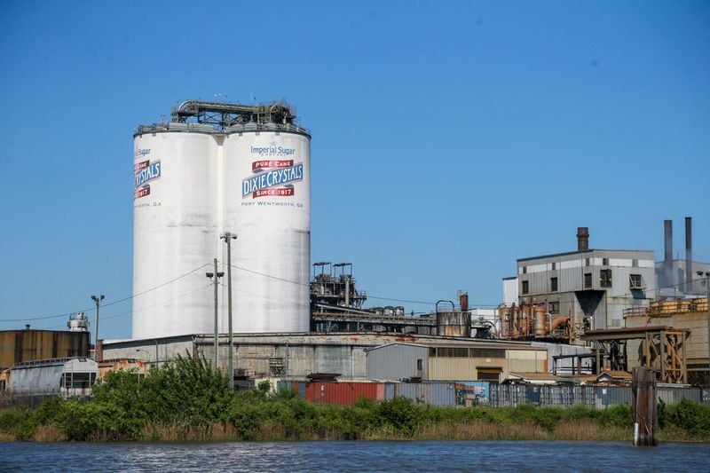 The Dixie Crystals Sugar Refinery in Port Wentworth from the Savannah River.