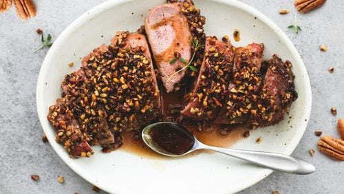 Sunday’s Pecan-Crusted Pork Tenderloin can be prepped in 15 minutes. Contributed by American Pecan Council