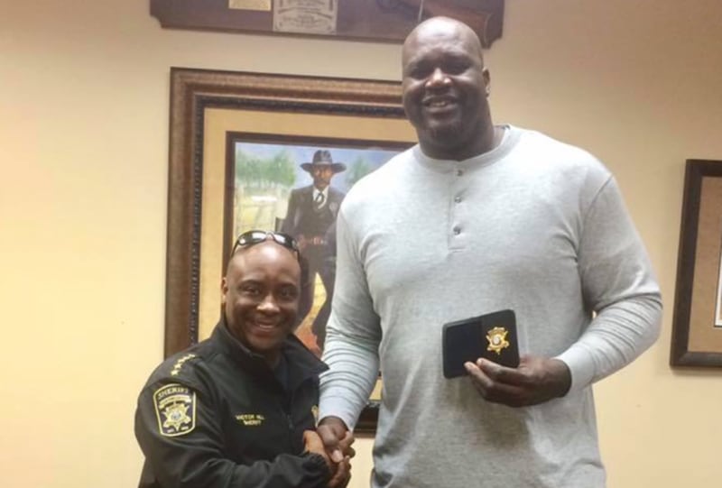 Clayton County Sheriff Victor Hill and Shaquille O'Neal. AJC file.