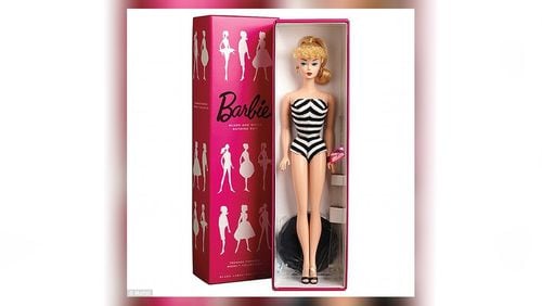 The original Barbie doll, released by Mattel in 1959. She's out of the box and facing the real world. Whmo will she vote for in November?