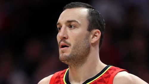 Miles Plumlee of the Atlanta Hawks plays the Denver Nuggets at the Pepsi Center on Nov. 15, 2018 in Denver, Colorado.