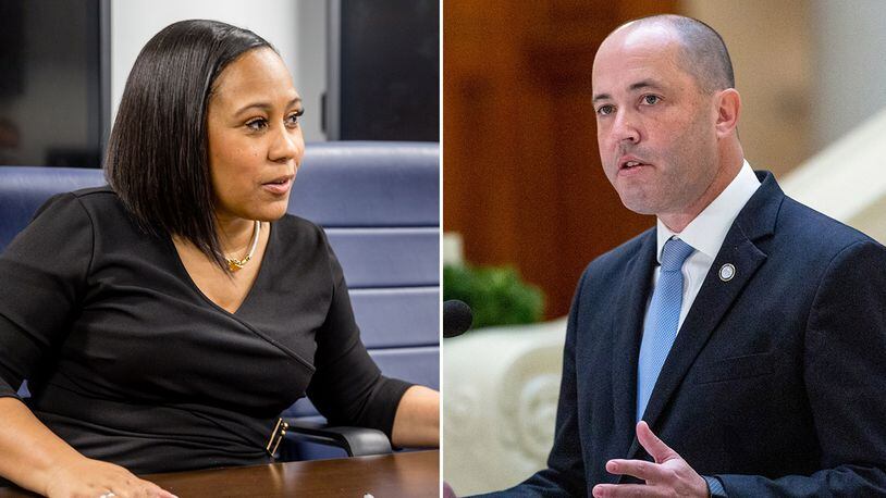 Fulton County District Attorney Fani Willis and Georgia Attorney General Chris Carr are at a stalemate over who should represent the state in two controversial police prosecutions. (Jenni Girtman & Steve Schaefer / For the AJC)