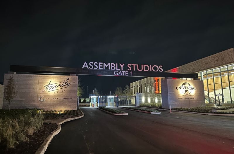 A gate entrance at Assembly Studios, which opened in the fall of 2023 in Doraville. This photo was taken Oct. 21, 2023. RODNEY HO/rho@ajc.com