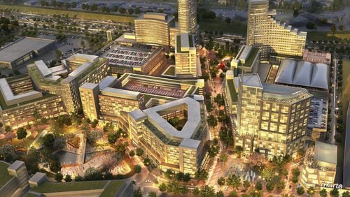 A rendering of the corporate campus portion of the proposed Assembly development in Doraville. The Integral Group and partners propose converting the former General Motors plant in Doraville into a $1.6 billion mixed-use development.